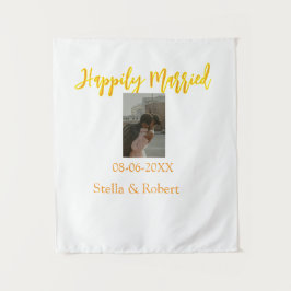 Tapiz Orange yellow retro photo happily married couple