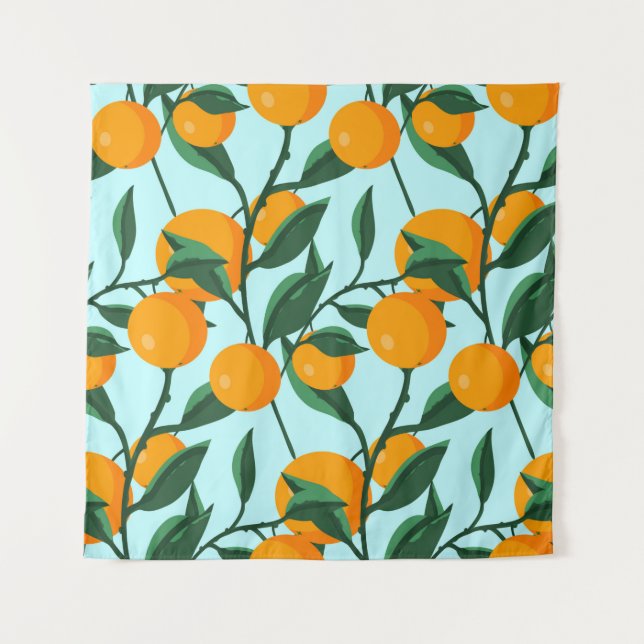 Tapiz oranges on leaf branches seamless pattern, citrus  (Anverso)