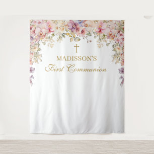 Tapiz Orchid Floral First Communion Backdrop