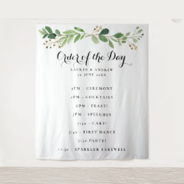 Tapiz Orden del Día de Boda de Hojas de Eucalipto