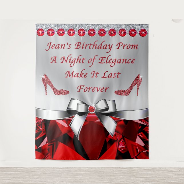 Tapiz Orden especial para Jean, Ruby Birthday Backdrop (Anverso)