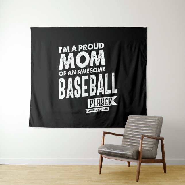 Tapiz Orgullosa Mamá de un impío jugador de béisbol (In situ (horizontal))