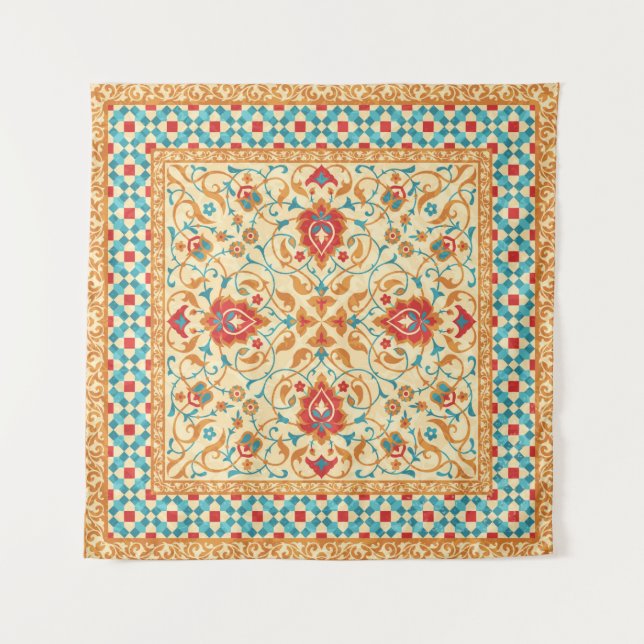 Tapiz Oriental rug,ornate ornamental floral pattern,styl (Anverso)