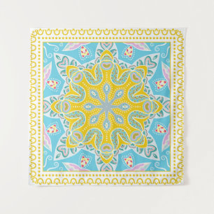 Tapiz Ornamento colorido decorativo sobre fondo blanco,