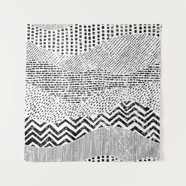Tapiz Ornamento de conglomerado blanco negro (Anverso)