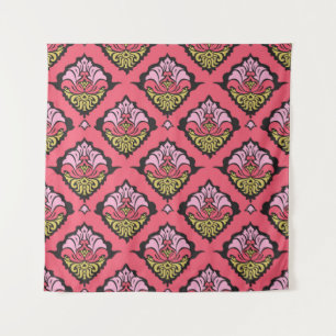 Tapiz Ornamento de damasco oriental colorido floral sin 