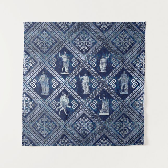 Tapiz Ornamento de deidades griegas y clave del meandro (Anverso)