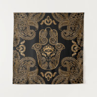 Ornamento de Hamsa Hand Black y oro
