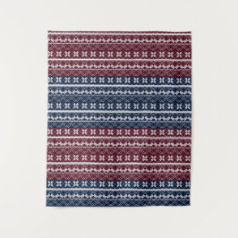 Tapiz Ornamento escandinavo en azul, burdeos