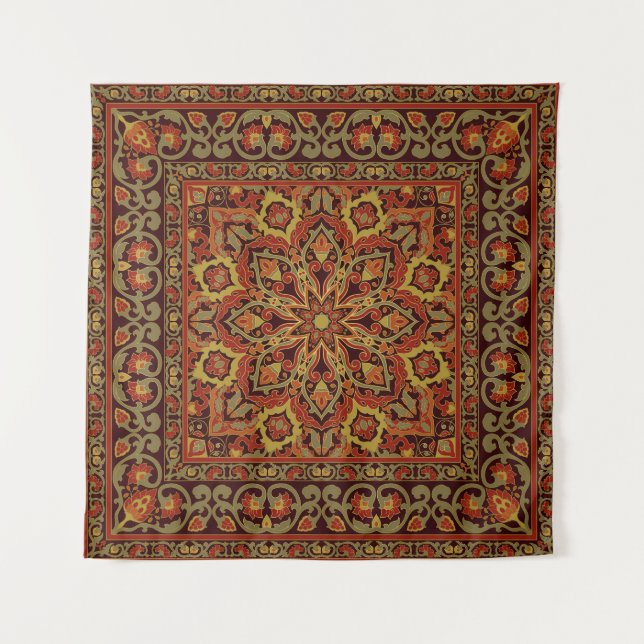 Tapiz Ornamento floral oriental con marco (Anverso)