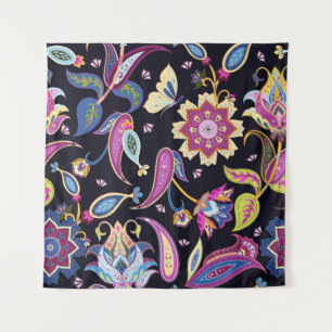 Tapiz Ornamento floral sin foco de Paisley en India