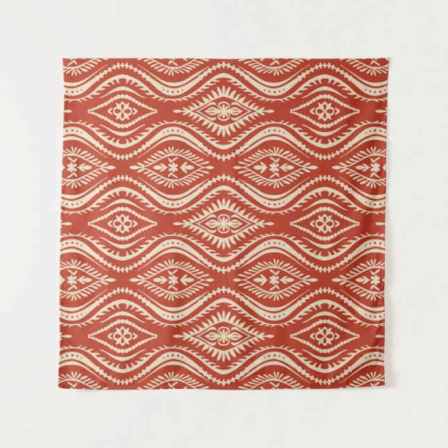 Tapiz Ornamento folclórico geométrico con olas. Oriental (Anverso)