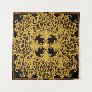 Tapiz Ornamento sin fisuras con leopardo y barroco