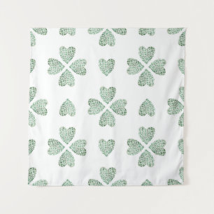 Tapiz Ornamento verde botánico, acuarela transparente