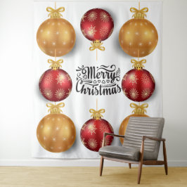 Tapiz Ornamentos navideños alegres navidad oro rojo