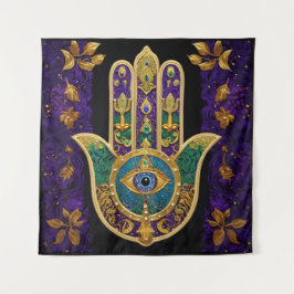 Tapiz Ornate Gold Third Eye Hamsa