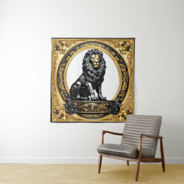 Tapiz Oro de león y marco ornamental negro
