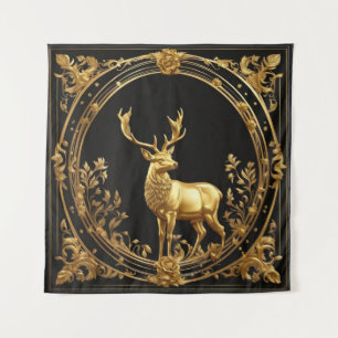 Tapiz Oro de reno y marco ornamental negro