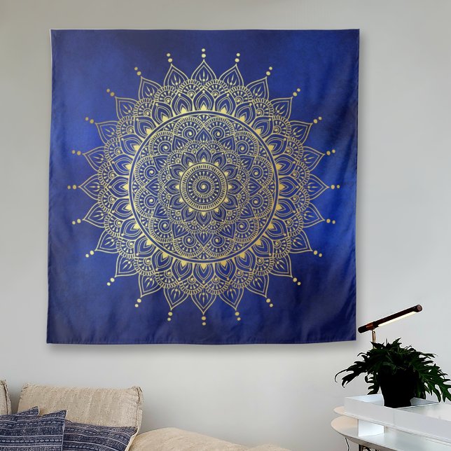 Tapiz Oro elegante en la floral azul profundo Henna Mand (Subido por el creador)