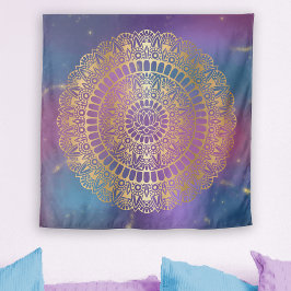 Tapiz Oro elegante en Nebula brillante Lotus Henna Manda