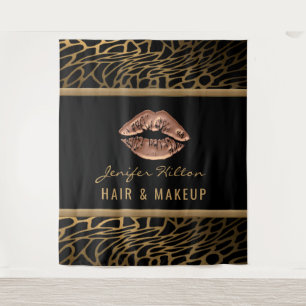Tapiz Oro leopardo besando labios contemporáneos