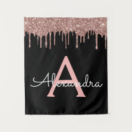 Tapiz Oro Rosa - Rosa Clásico Negro Brillo Monograma Nom