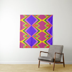 Tapiz Orquídea Negra y Arte Geométrico Abstracto Retro e