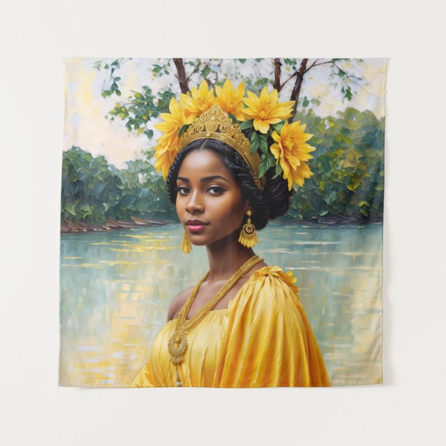 Tapiz Oshun: Arte Orisha de diosa africana (Anverso)