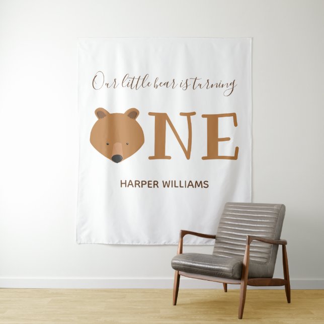 Tapiz Osito Cumple Un Año Cumpleaños Del Primer Año Anim (In situ)