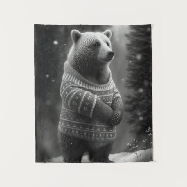 Tapiz Oso Adorable con un suave suéter (Anverso)