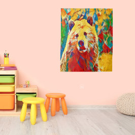 Tapiz Oso de acuarela colorido