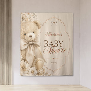 Tapiz Oso de peluche floral beige neutro