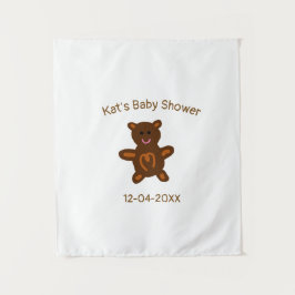 Tapiz oso de peluche marrón baby shower añadir nombre fe