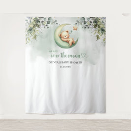 Tapiz Oso de peluche neutro con eucalipto verde boho