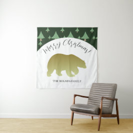 Tapiz Oso Dorado Navideño Familia Linda