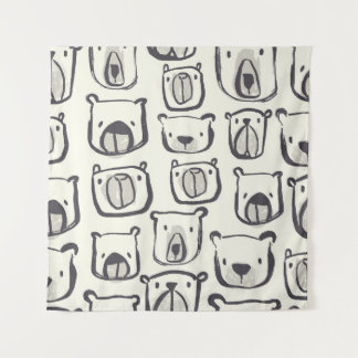 Tapiz Oso lindo, patrón sin costuras dibujado a mano.
