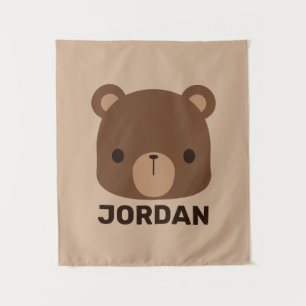 Tapiz Oso marrón lindo con nombre personalizado