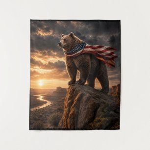 Tapiz Oso Patriótico Capas de la Bandera Americana Atard