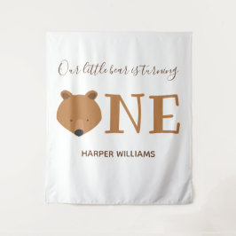 Tapiz Oso Pequeño Cumple Un Años Cumpleaños Lindo Animal