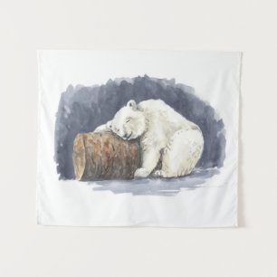 Tapiz Oso polar durmiente, arte acuarela