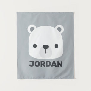 Tapiz Oso polar pequeño y corto con nombre personalizado