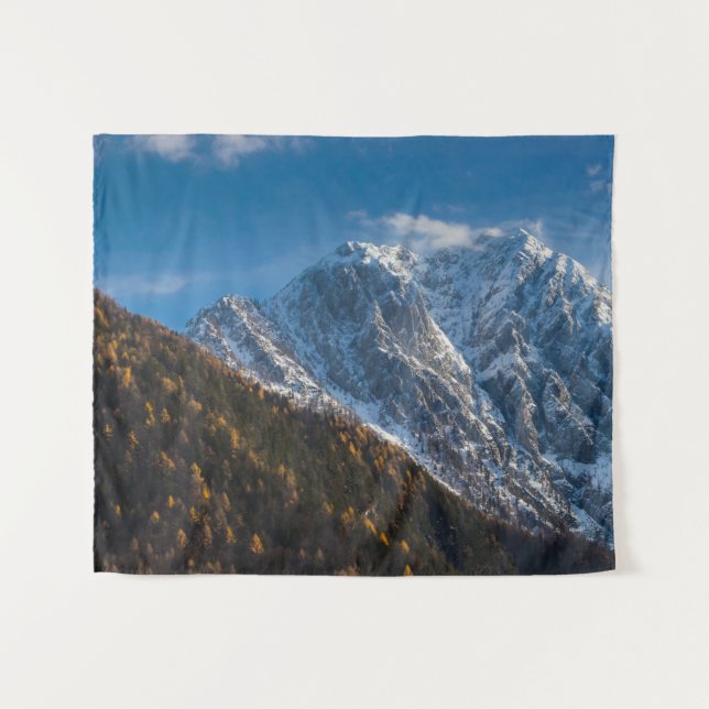 Tapiz Otoño e invierno en montañas nevadas (Anverso (horizontal))