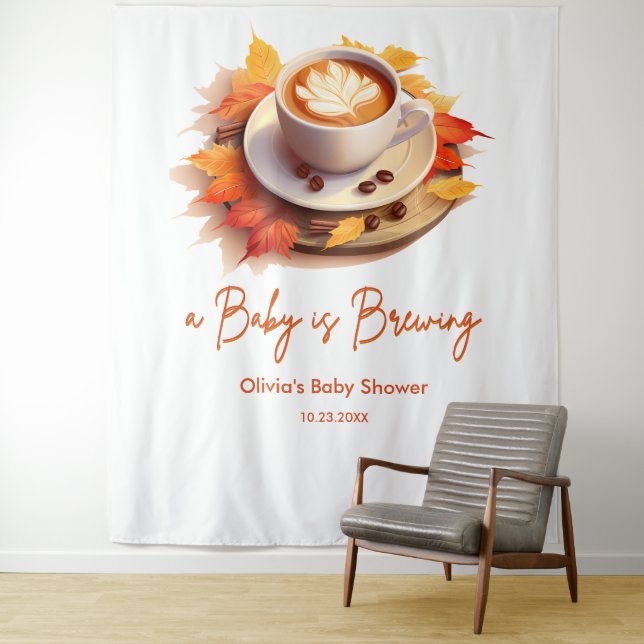Tapiz Otoño Un bebé prepara café Baby Shower (In situ)