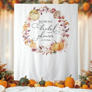 Tapiz Otoño Wreath Pumpkin Fall Bridal Shower Backdrop
