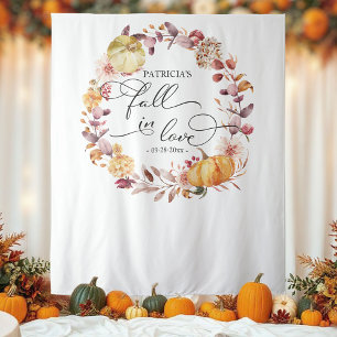 Tapiz Otoño Wreath Pumpkin Fall Bridal Shower Backdrop