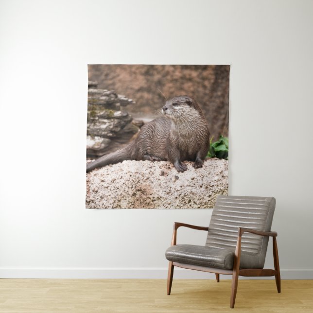 Tapiz Otter On The Rock (In situ)