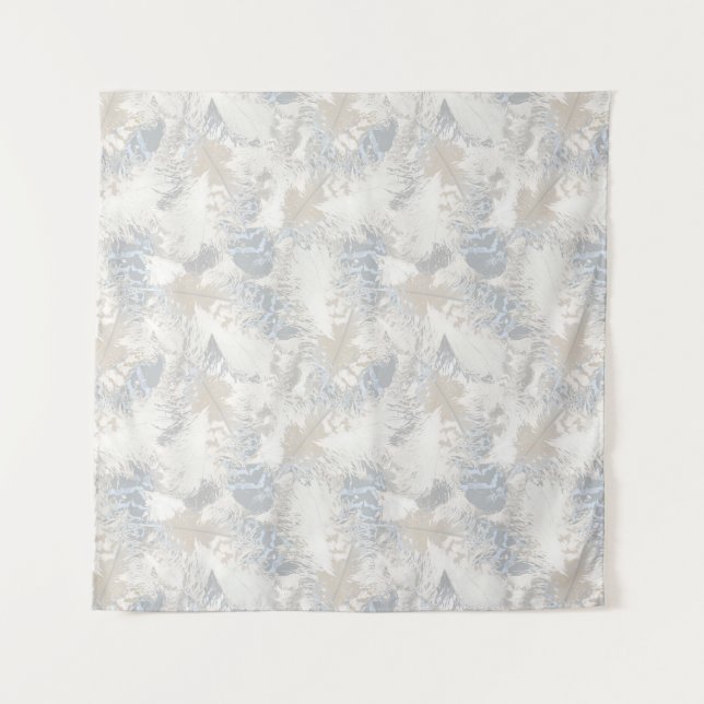 Tapiz owl Feathers, gray, beige and blue, bird, light, (Anverso)