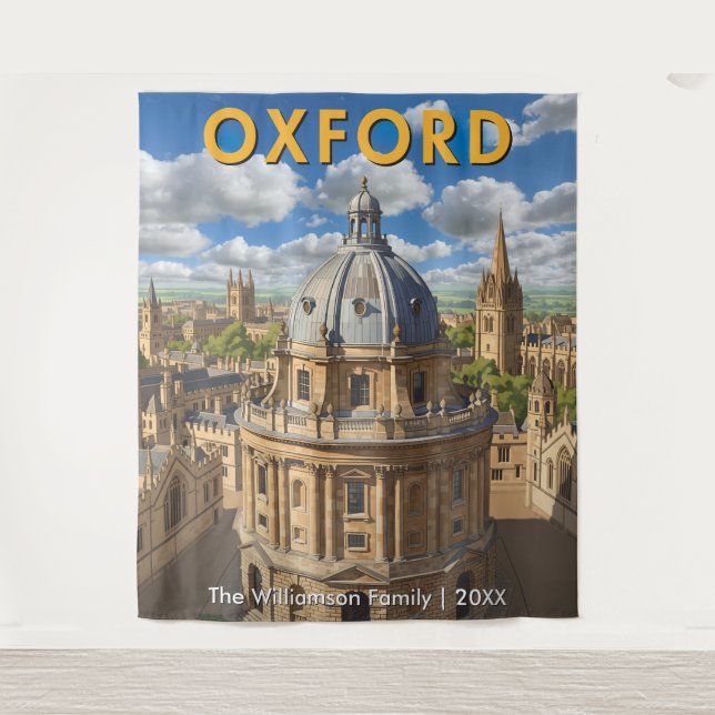 Tapiz Oxford, Inglaterra Radcliffe Camera Retro Travel (Anverso)