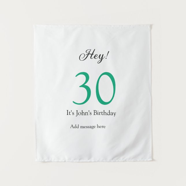 Tapiz Oye es el cumpleaños número 30 verde negro letra n (Anverso)
