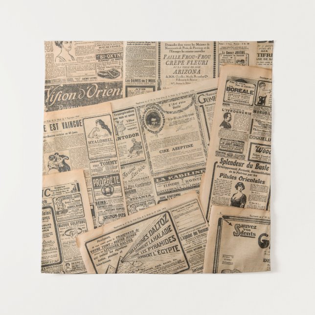 Tapiz Páginas de periódicos con publicidad antigua. Vint (Anverso)